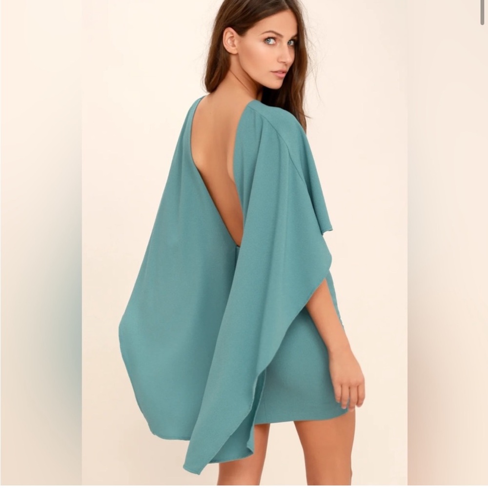 Eva Brazzi size 4 teal cape Dress